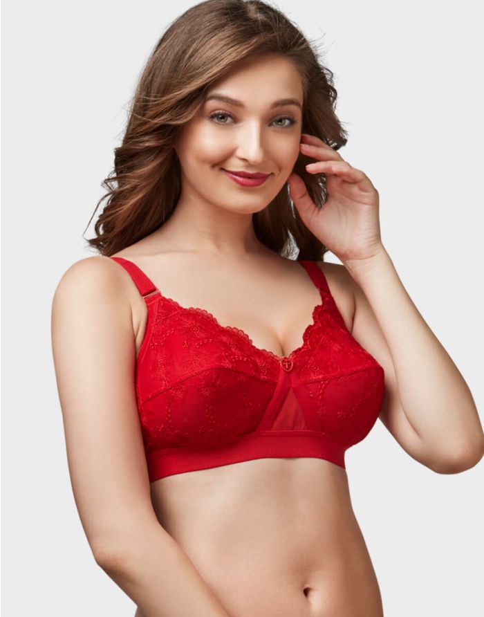 Buy TRYLO Women's Cotton Non-Wired RED Full Cup Non Padded Regular Bra  (OMNIMISER_RED_34_D) at