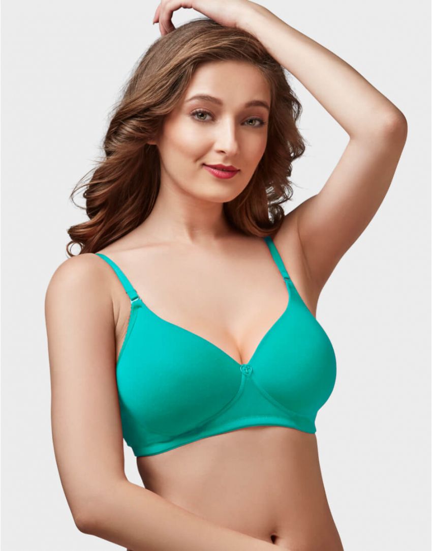 Buy Trylo Alpa Stp Moulded Non-padded Double Layered T Shirt Bra, Full  Coverage Bra - Blue online